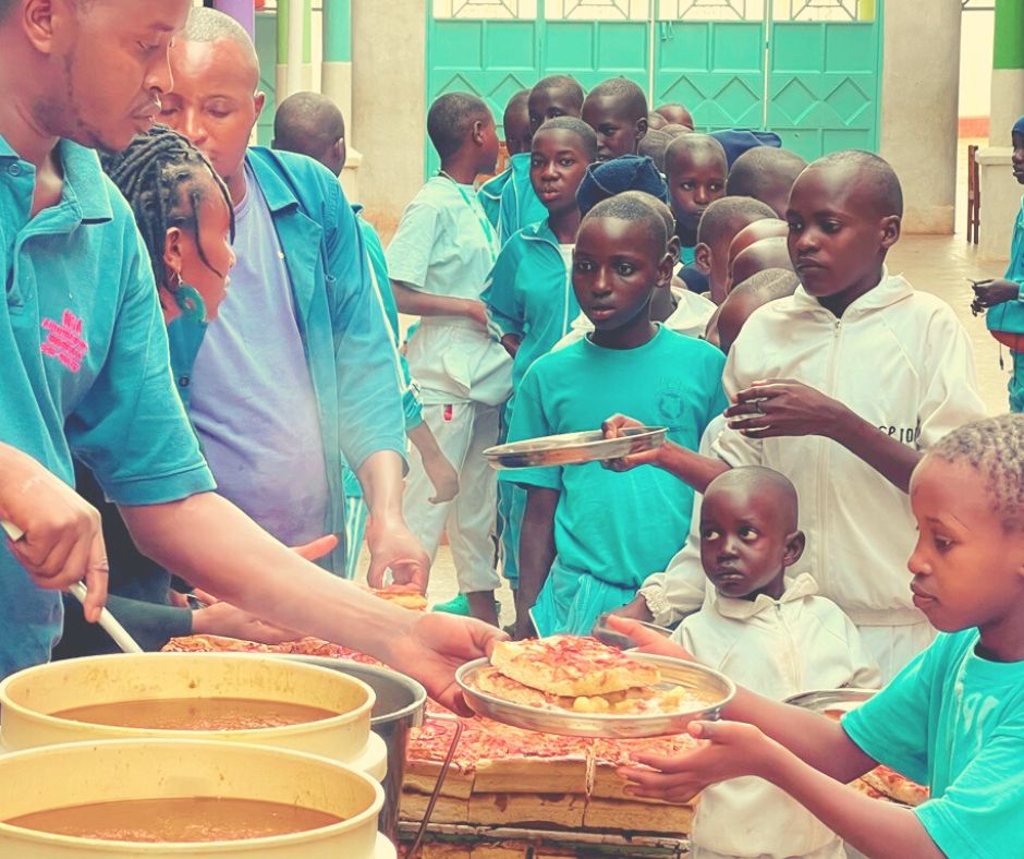 Children being served food